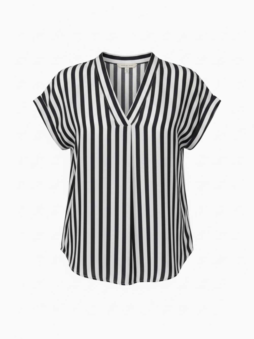 Workshop Republic Clothing Black & White Vertical Stripe V-Neck Blouse